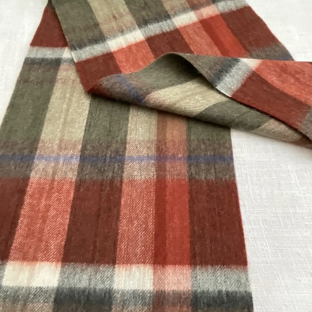 NWT Beymen Club 100%Wool Plaid Fringed Scarf 12”x72” NEW